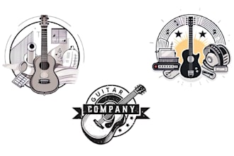 design hand drawn music guitar logo