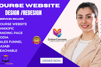 design a professional course website on thinikific, podia