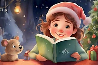 christmas book illustration, christmas children book, story book, christian book
