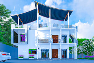 do 3d house exterior design, interior design, and 3d rendering