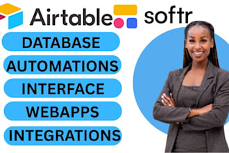develop a airtable database, softr webapp, airtable automation, client portal