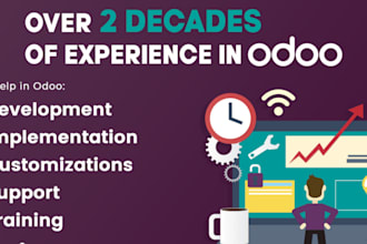 install odoo, build websites, develop custom modules, fix bugs