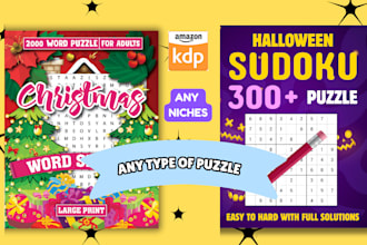 design sudoku word search mazes crossword puzzle activity book for amazon KDP