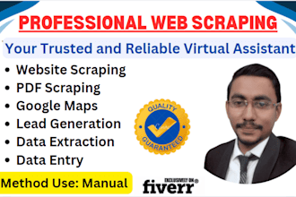 do data extraction, website scraping, data mining manually