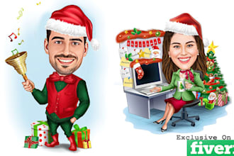 draw unique caricature for christmas festival