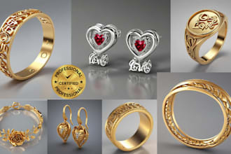 design3d cad jewelry design, 3d rings, earring, necklace, bracelet, pendant gold