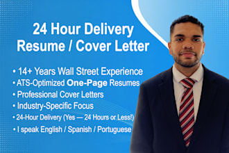 prepare a professionally written resume and cover letter in 24 hours or less