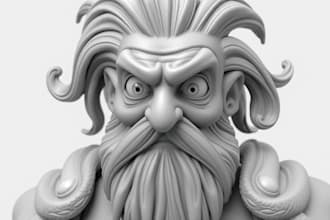 rig and animate 3d character modeling, sculpting, action figure for 3d printing