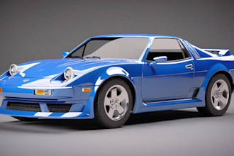 do 3d car modeling, 3d car model, 3d model, realistic rendering, game, blender