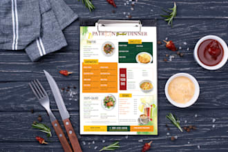 do an amazing food menu, menu design, restaurant menu design