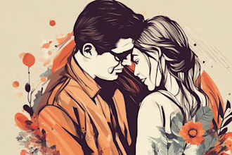 create couples art vector portrait