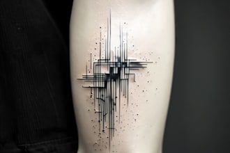draw a geometric fine line graphic tattoo design
