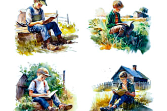 illustrate children book story, kids story, watercolor comic story illustration