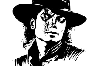 create your vector black and white, silhouette, line art