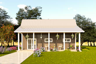 create 3d house, exterior design, and 3d rendering interior