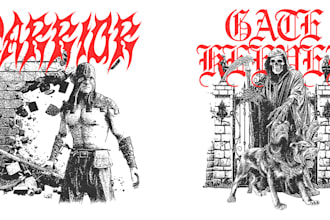 create hardcore artwork illustration for your merch clothing