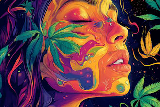create custom trippy weed pop art psychedelic