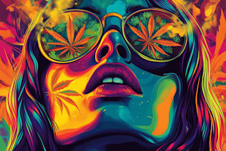 draw trippy psychedelic, weed,