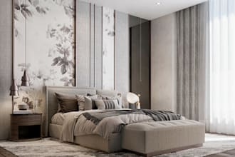 create a modern bedroom interior design and a cozy bedroom cgi interior design