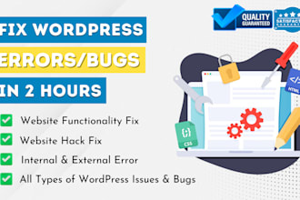 fix wordpress errors, bugs, and critical issues in 2 hours