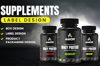 design premium supplement label packaging, box, tube, pouch bags