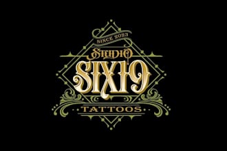 vintage tattoo shop logo