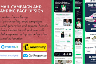 design landing page or email campaign with mailchimp, getresponse or systeme io