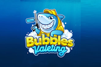 shark car wash cool mascot logo design