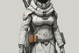 drawing a sci fi character illustration or sci fi character