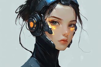draw a sci fi character illustration