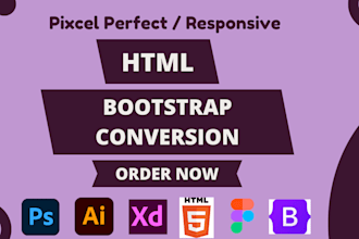 convert  PSD to html, figma to html, xd to html