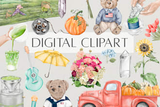 draw digital watercolor illustration or clipart
