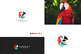 do modern and minimalist parrot logo