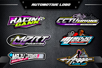 create cool automotive racing logo with 3d style