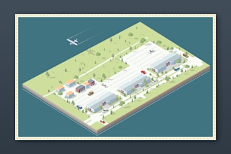 create amazing 3d isometric aerial map illustration