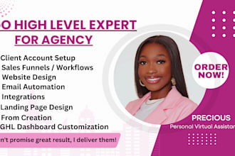 be your ghl virtual assistant, ghl automation, landing page, gohighlevel website