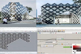 create architectural 3d models, renders in rhino grasshopper sketchup