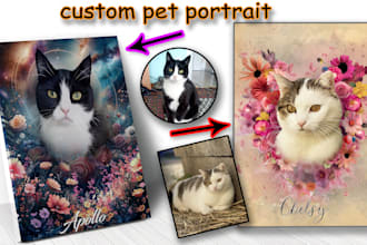 do custom realstic pet portrait dog portrait cat portrait