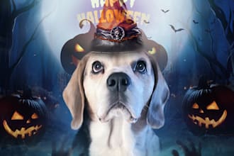 do custom halloween pet portrait dog portrait cat portrait