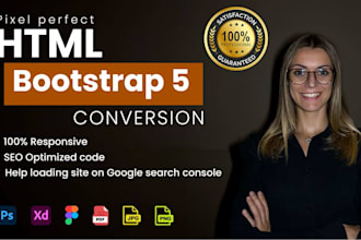 convert psd, jpg, png, pdf, xd, figma to html css bootstrap 5 responsive website