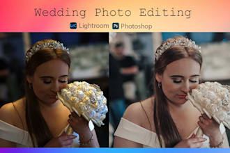 bulk wedding and event photo edits retouch color correction in lightroom