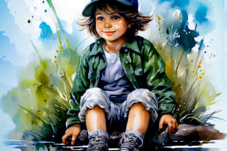 illustrate watercolor children book illustration