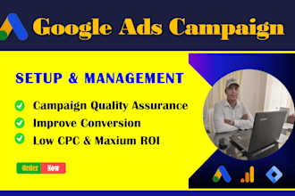 setup manage google ads campaign adwards ppc search, display, perform max
