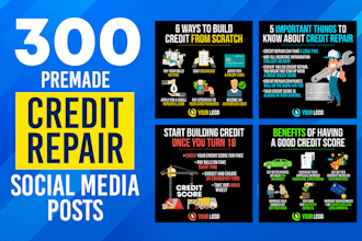 create 300 credit repair tips infographics instagram quotes