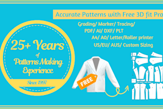 do sewing pattern making in PDF, dxf with free clo3d model