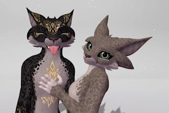 do vrchat avatar, vrc furry custom 3d anime model, vrm, mmd retexture fursuit