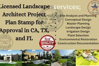 licensed landscape architect project plan stamp for approval in fl, ca, and tx