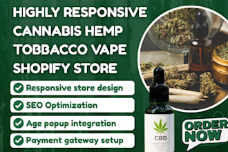 design medical cannabis shopify store tobacco website vape store hemp website