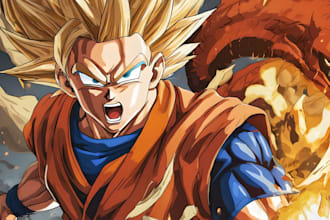 create a stylized dragon ball style illustration for you
