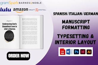 format, design and layout german book,KDP spanish book,italian book, typesetting